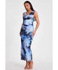 Quiz Women's Mesh Cowl Back Maxi Dress