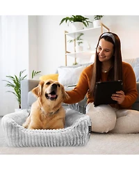 Reserve Jacquard Cuddler, Ultra-Soft & Elegant Pet Bed for Dogs & Cats, Charcoal