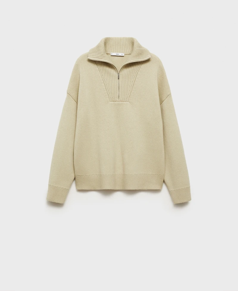 Mango Women's Zipper Wool Blend Sweater