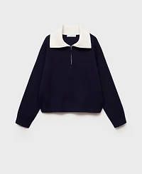 Mango Women's Contrast Collar Knit Sweater