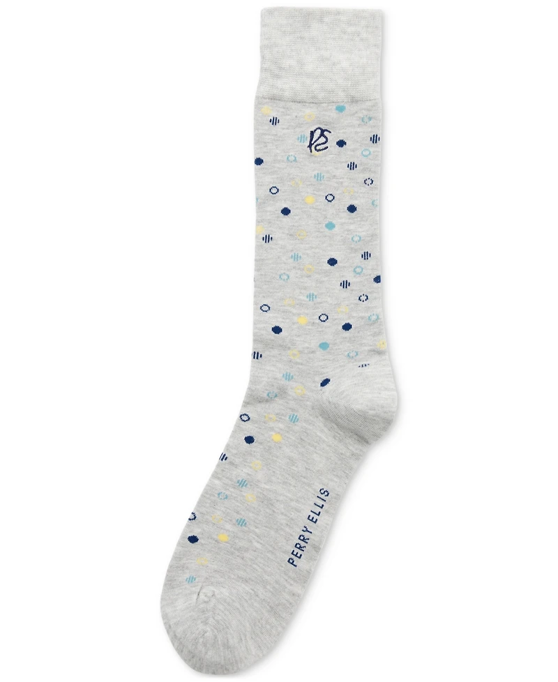 Perry Ellis Portfolio Men's Polka Dot Crew Socks