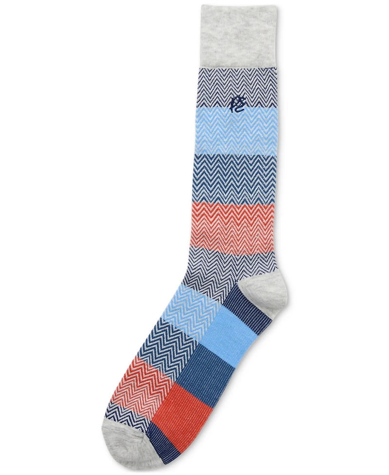 Perry Ellis Portfolio Men's Zig-Zag Crew Socks