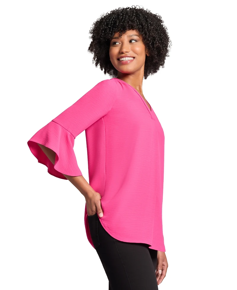 Jones New York Women's V-Neck Bell-Sleeve Blouse