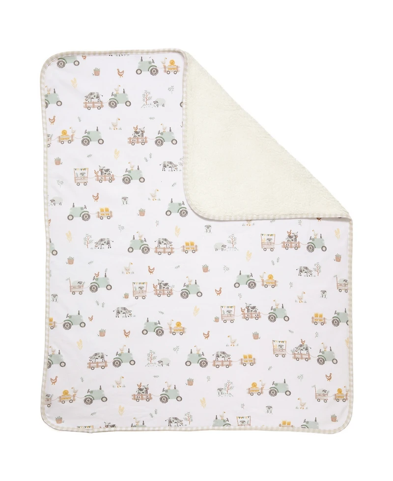 Living Textiles Baby Boys and Girls Tractor Ride Collection Jersey Sherpa Stroller Blanket