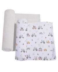 Living Textiles Baby Boys and Girls 2-Pack Tractor Ride Collection Jersey Swaddle