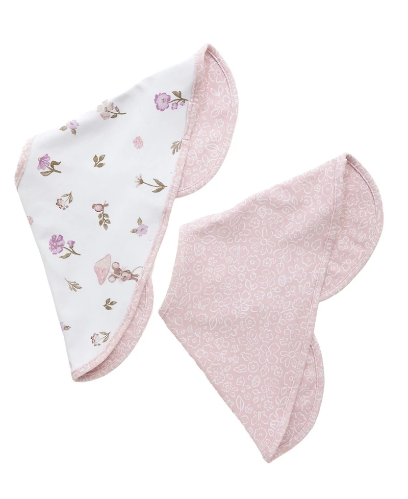 Living Textiles Baby Girls 2-Pack Mushroom House Collection Bib Burp Cloth