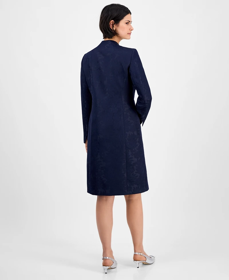 Le Suit Women's One-Button Long-Sleeve Topper Jacket & Sleeveless Sheath Dress Set, Regular Petite