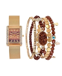 Jessica Carlyle Women's Shiny Gold Tone Mesh Analog Watch, 33mm