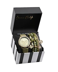 Jessica Carlyle Women's Olive Polyurethane Leather Analog Watch, 38mm
