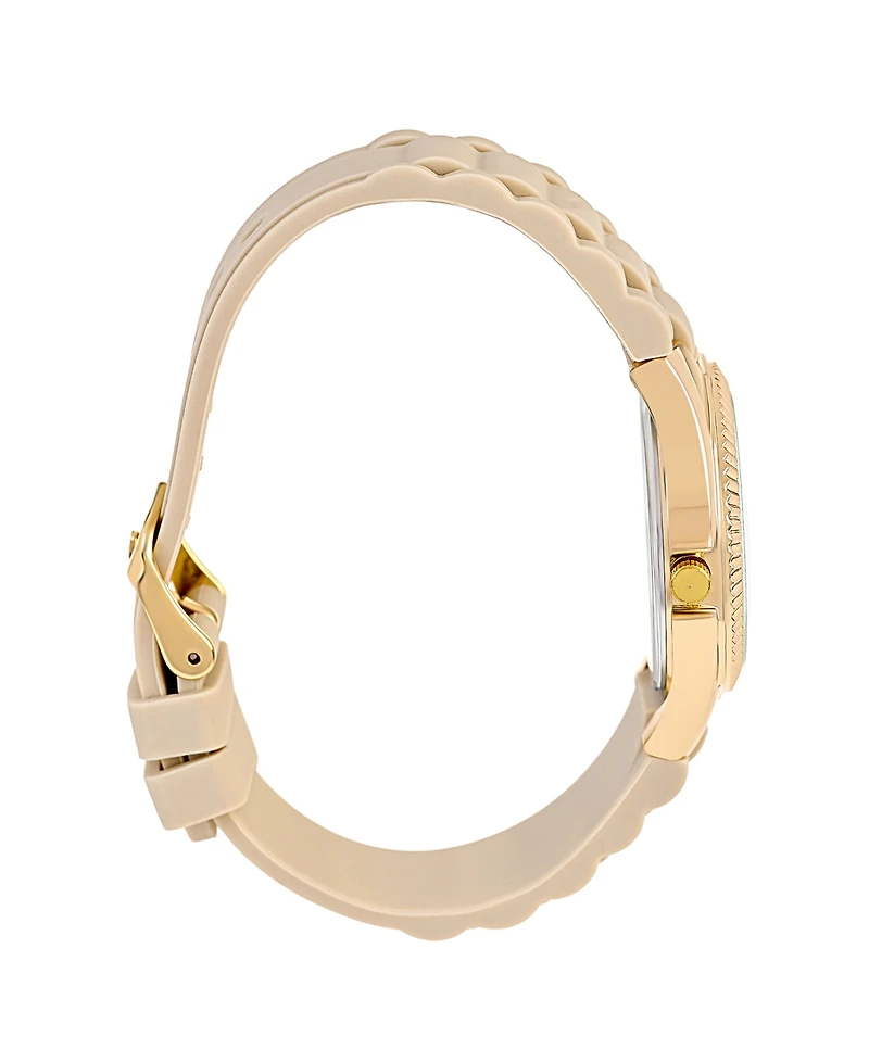 Jessica Carlyle Women's Matte Beige Silicone Strap Analog Watch, 35mm