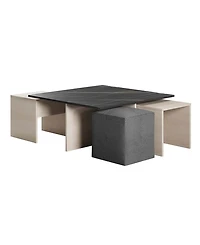 Manhattan Comfort 37.4" Haley Modern Nested Coffee Table and Ottoman Set