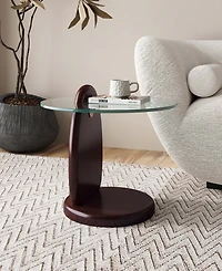 Manhattan Comfort Artesia 19.68" Modern Tempered Glass Top End Table