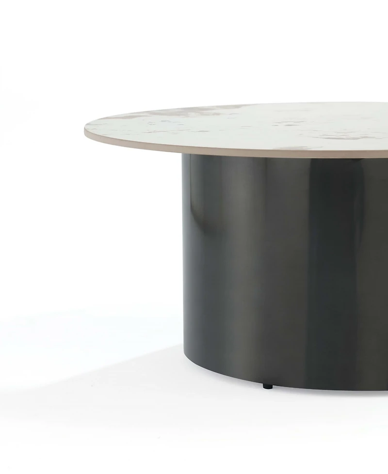 Manhattan Comfort Alondra 31.49" Modern Round Sintered Stone Top Coffee Table