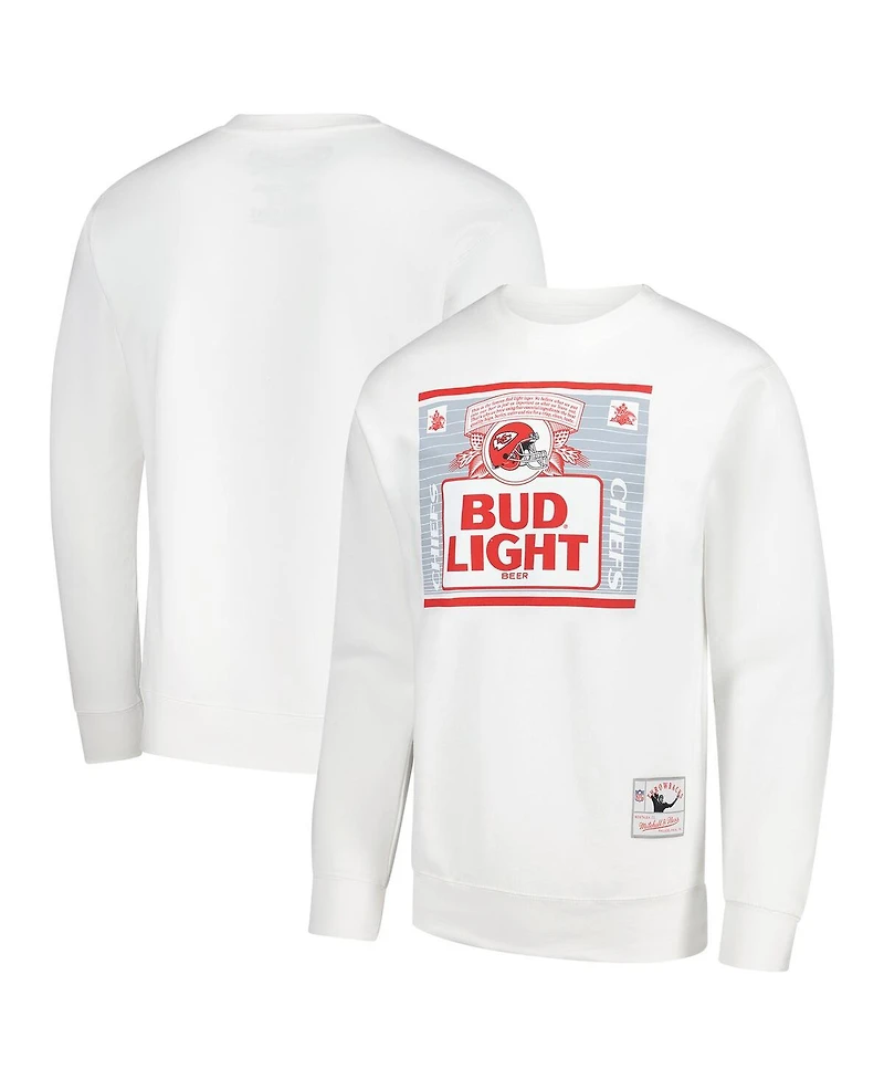 Mitchell & Ness x Bud Light Men's White Kansas City Chiefs The Crest Pullover Sweatshirt
