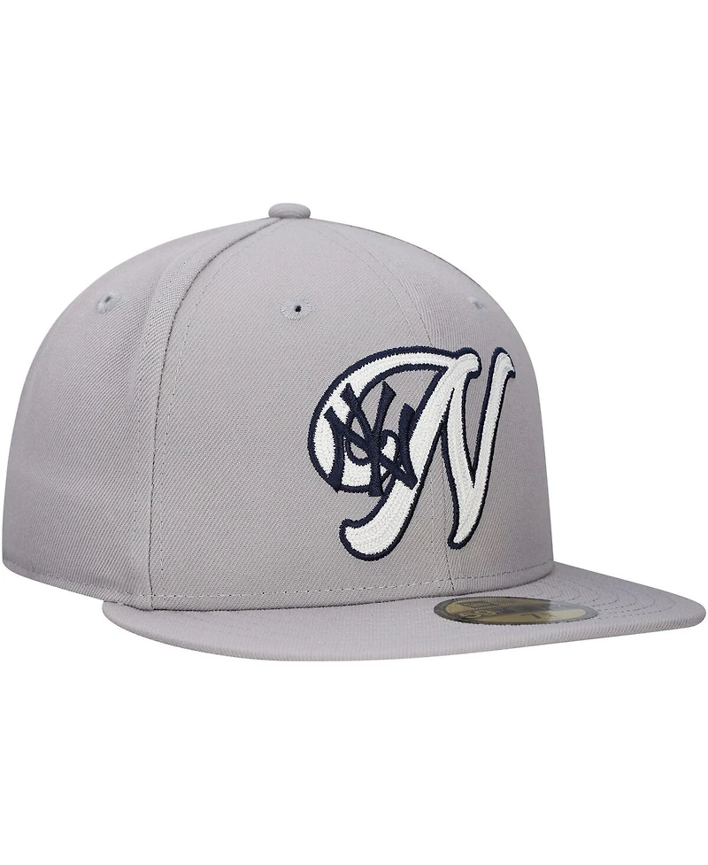 New Era Men's Gray York Yankees Duo Logo 2.0 59FIFTY Fitted Hat