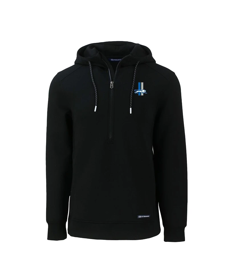 Cutter & Buck Men's Black Detroit Lions Throwback Roam Eco Half-Zip Pullover Hoodie