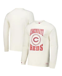 Mitchell & Ness Men's Cream Cincinnati Reds Arched Logo Slub Long Sleeve T-Shirt