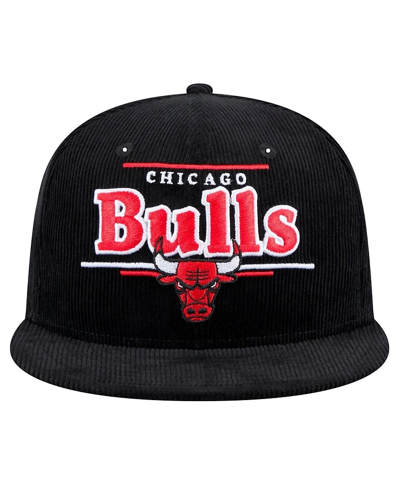 New Era Men's Black Chicago Bulls Throwback Display Corduroy 9FIFTY Snapback Hat