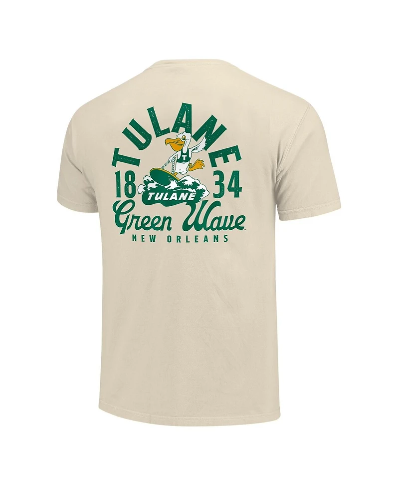 Image One Men's Cream Tulane Green Wave Comfort Colors Mascot Overlay T-Shirt