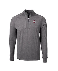 Cutter & Buck Men's Heather Black Ohio State Buckeyes Big Tall Adapt Knit Quarter-Zip Pullover Top