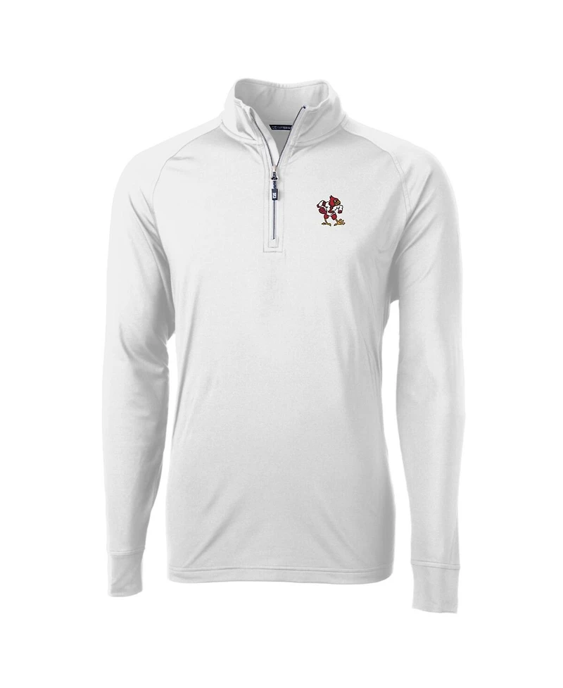Cutter & Buck Men's White Louisville Cardinals Adapt Knit Stretch Quarter-Zip Pullover Top