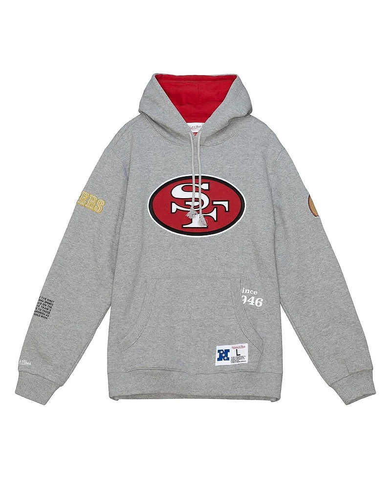 Mitchell & Ness Men's Heather Gray San Francisco 49ers Team Origins Fleece Pullover Hoodie
