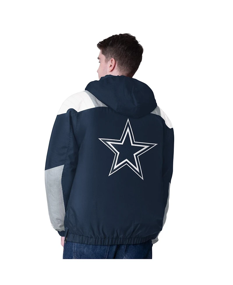Starter Men's Navy Dallas Cowboys Half-Zip Pullover Hoodie Jacket