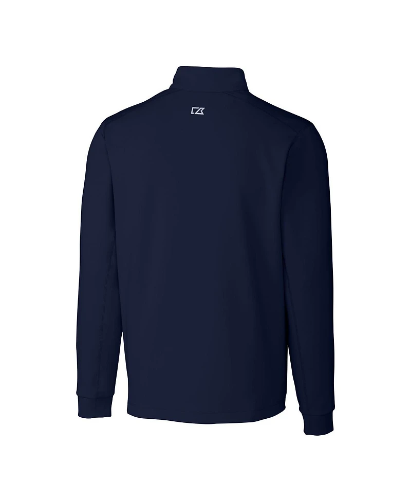 Cutter & Buck Men's Navy Detroit Lions Big Tall Traverse Stretch Quarter-Zip Top