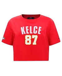Pro Standard Women's Travis Kelce Red Kansas City Chiefs Player Name Number Cropped Boxy T-Shirt