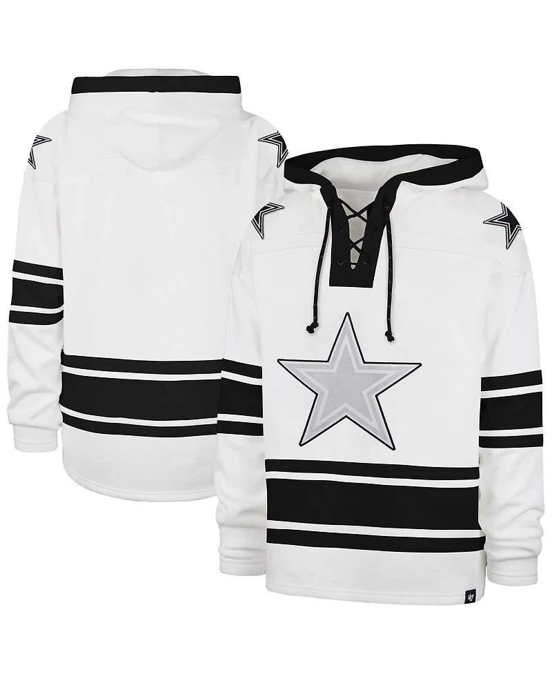 '47 Brand Men's White Dallas Cowboys After Image Superior Lacer Pullover Hoodie