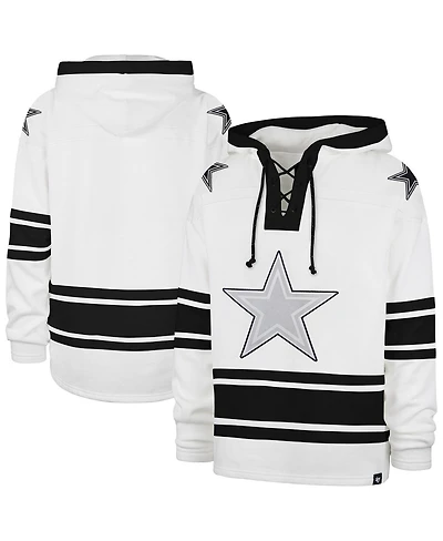 '47 Brand Men's White Dallas Cowboys After Image Superior Lacer Pullover Hoodie