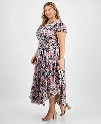 Vince Camuto Plus Size Flutter-Sleeve Belted Dress