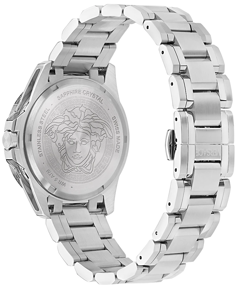 Versace Men's Swiss V-Galaxy Moonphase Stainless Steel Bracelet Watch 43mm