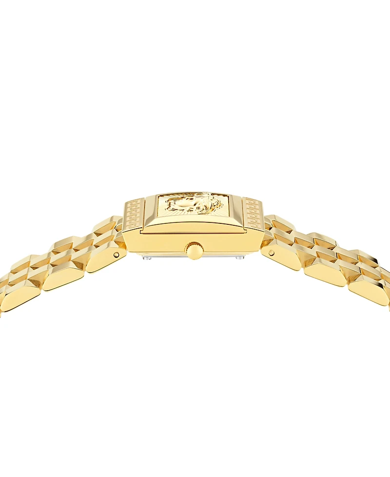 Versace Women's Swiss Reveal Square Gold Ion Plated Bracelet Watch 18x25mm