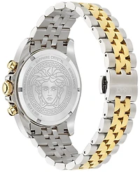 Versace Men's Swiss Chronograph Greca Chrono Wave Two-Tone Stainless Steel Bracelet Watch 43mm