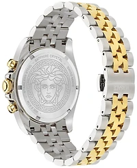 Versace Men's Swiss Chronograph Greca Chrono Wave Two-Tone Stainless Steel Bracelet Watch 43mm