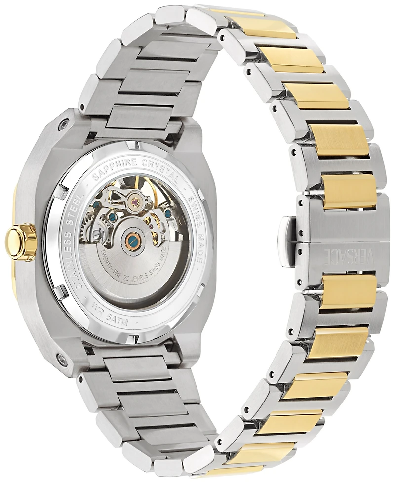 Versace Men's Swiss Automatic V-Contempo Gmt Two-Tone Stainless Steel Bracelet Watch 40x48mm