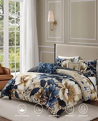 Bebejan English Manor Bedding 100% Cotton Sateen 5 Piece King Size Reversible Comforter Set