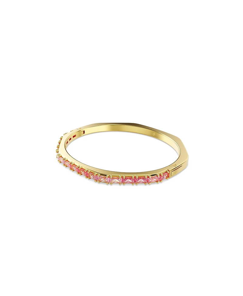 Swarovski Matrix Baguette Cut Pink Gold-Tone Plated Bangle Bracelet