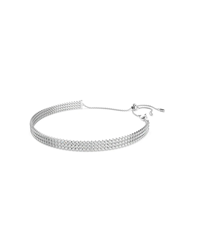 Swarovski Matrix Choker Round Cut White Rhodium Plated Tennis Necklace