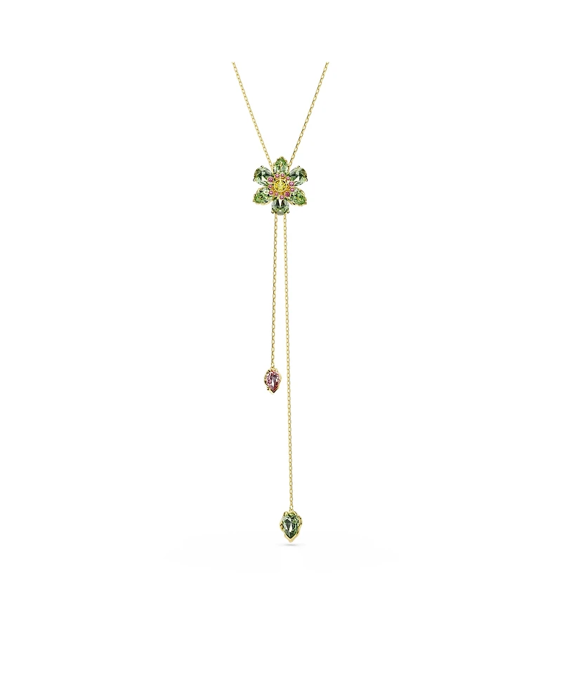 Swarovski Idyllia Mixed Cuts Flower Multicolored Gold-Tone Plated Y Pendant Necklace