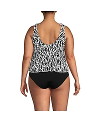 Lands' End Plus Tie Shoulder Flutter Tankini Top