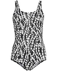 Lands' End Women's Long Torso Tugless Low Leg One Piece Swimsuit