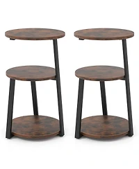 3-Tier Round Accent Side Table with Open Storage Shelves for Small Spaces