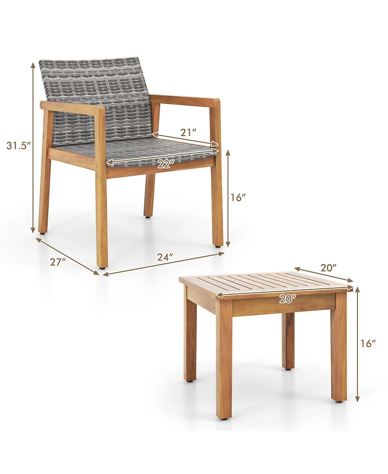 3 Pieces Patio Furniture Set with Chair