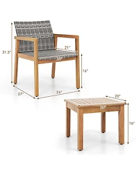 3 Pieces Patio Furniture Set with Chair