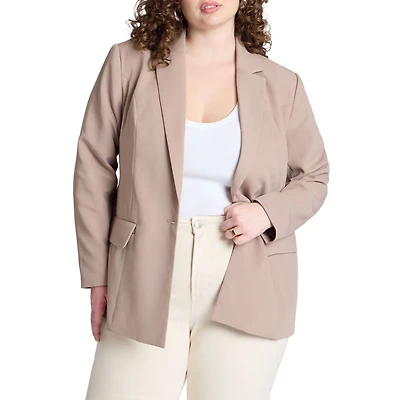 Eloquii Women's Plus Size The Fluid Crepe Longline Blazer