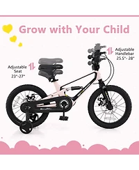 16 Inch Children Bicycle with Training Wheels & Double Disc Brakes Adjustable Seat Magnesium Alloy