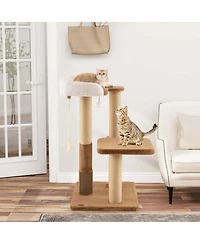 44" Cat Tree for Indoor with Plush Padded Perch Scratching Posts Jumping Platform