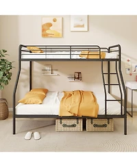 Sturdy Over Bunk Bed with Ladder and Full-Length Safety Rails